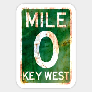 Mile 0 Key West Florida A1A Rusted Sticker